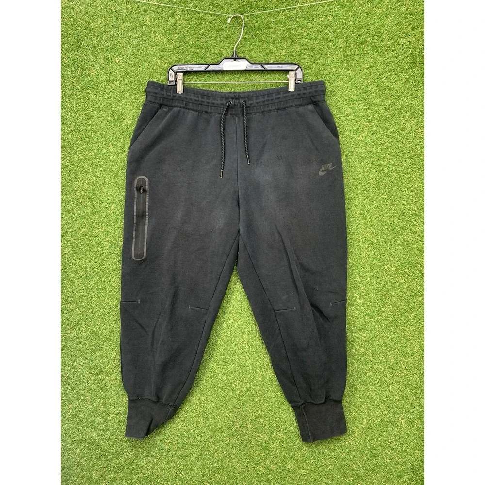 Nike Tech Joggers Sweatpants Mens XL (34x25) Triple Black Fleece Sportswear Gym